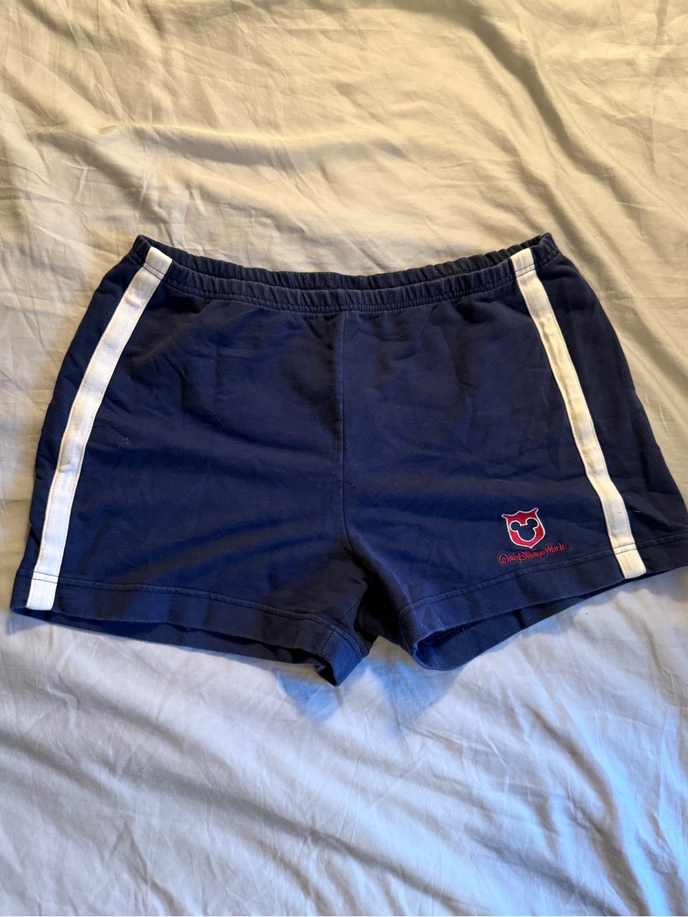 Disney World large Navy Athletic Women’s Shorts with White Side Stripes